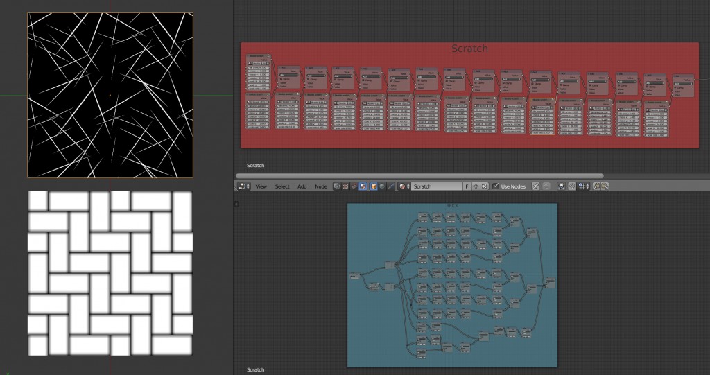 Tileable Scratches and Brick node setups. preview image 1